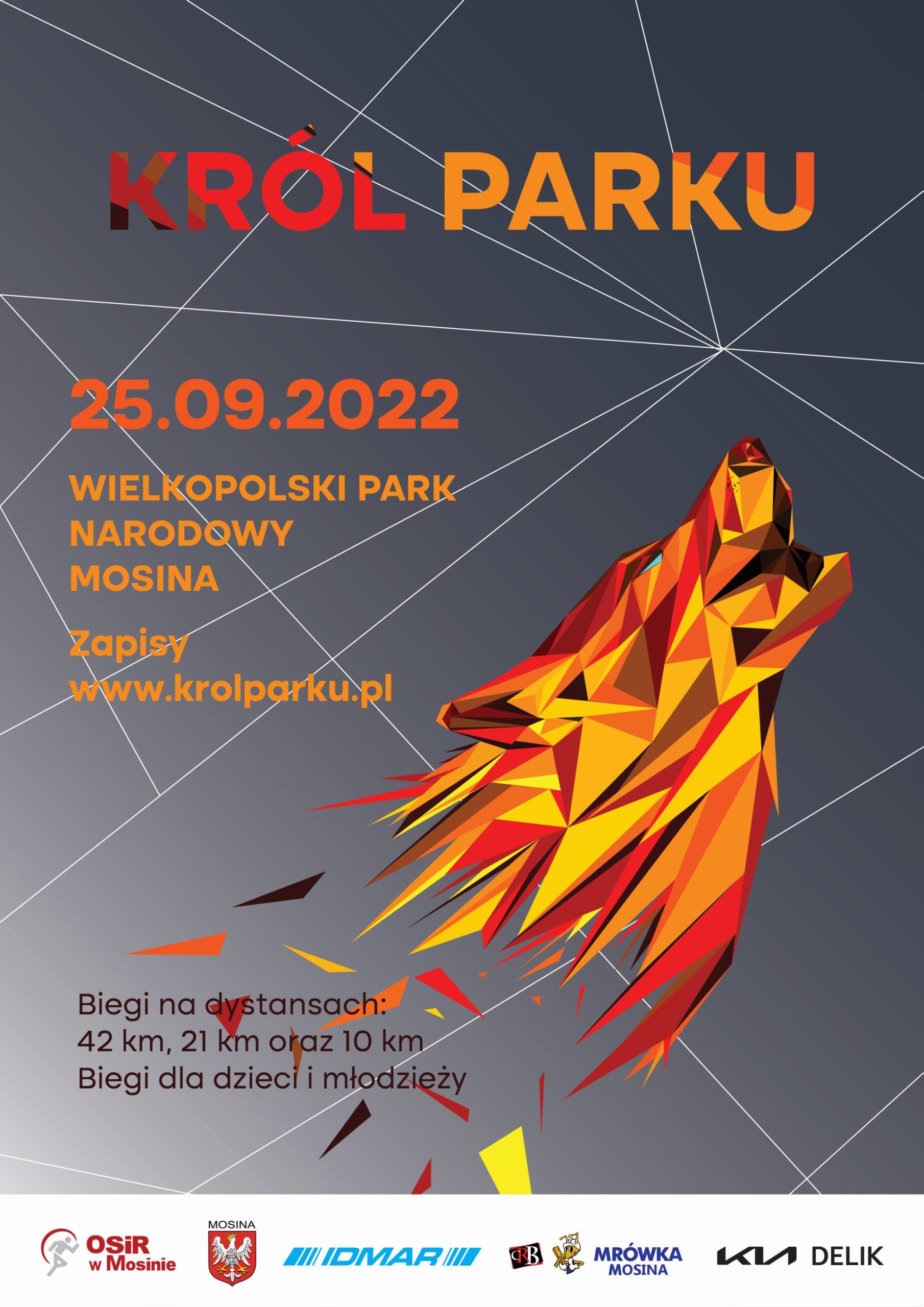 plakat informujący o imprezie biegowej Król Parku